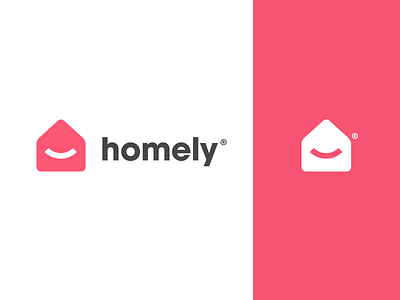 homely - logo branding happy house identity logo mark real estate smile type