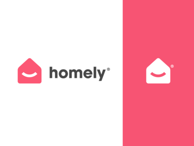 homely - logo branding happy house identity logo mark real estate smile type