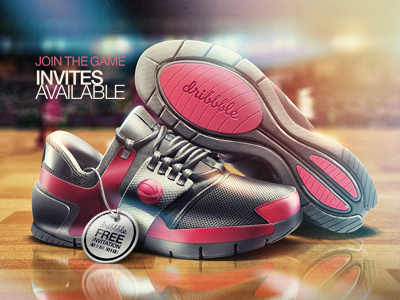 dribbble invites icon shoes basketball dribbble invitation invite invitations invites game ios shinny glow light floor wood