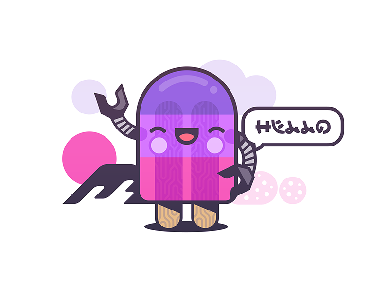 SweetBot app drawing fun happy japan illustration ice cream robot bot