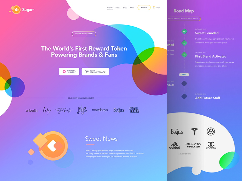 Sugar - Landing Page crypto coin desktop mobile web sweet illustration landing website