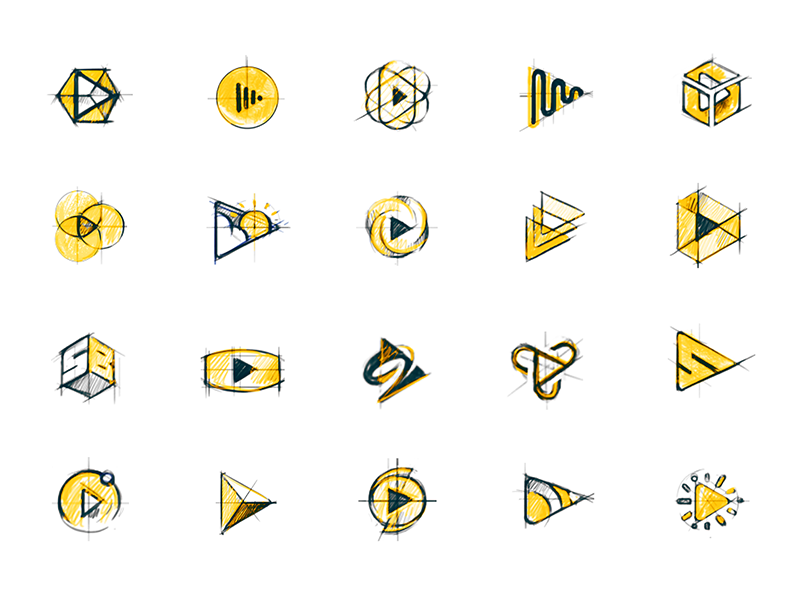 Skybox sketch exploration vr play icon mark identity branding logo