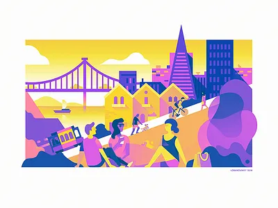 San Francisco city drawing illustration life paperwork people poster san francisco sketch