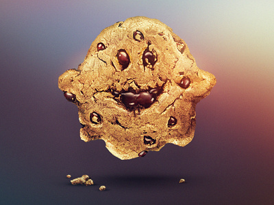 cookie monster chocolate cookie crispy crums food glow icon illustration light monster