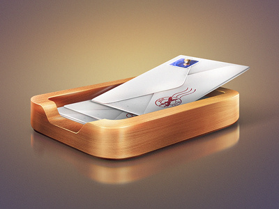 contact app contact envelope icon ios iphone mail post reflection stamp tray wood