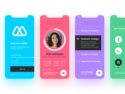 ⓜ - motif app application branding button icons ios iphone profile set ui ux web