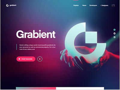 Grabient 2.0 barnding gradient landing logo site web web 2.0 website