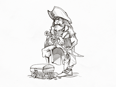 🏴‍☠️ belt chest drawing dude illustration lock man pirate sketch skull sword tshirt