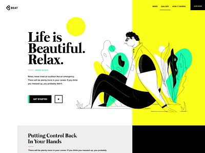 ❥beat branding dude icon illustration landing logo nature page plants relax website
