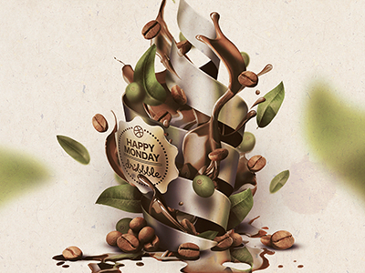 monday coffee coffee illustration leafs natural