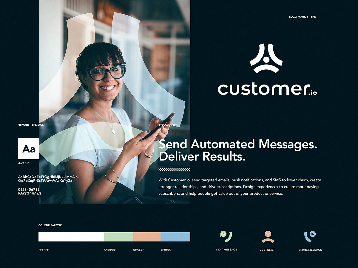 customer.io branding by Eddie Lobanovskiy for Unfold on Dribbble