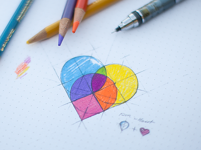Map pins - heart android colors concept heart icon idea ios iphone logo map pencil pins sketch