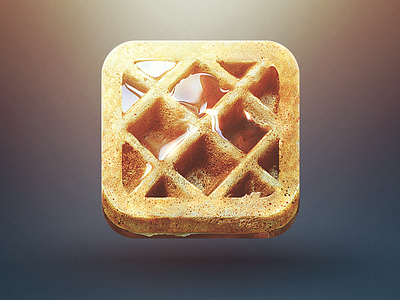 waffle iphone icon app bite button clean crispy design food good icon ios ipad iphone liquid morning reflection sketch syrup waffle yellow yummy