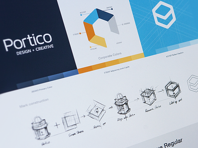 Portico identity branding colors construction design fonts icon identity logo logotype mark sketch type