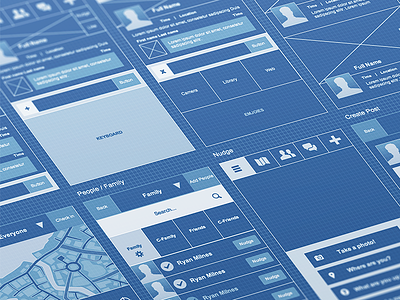 Wireframing Close app blueprint close family friends iphone simple wireframe