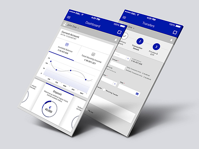 Finance App - Dashboard and Transfer screens