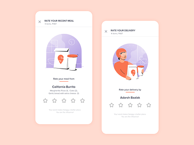 Delivery and Meal Ratings Illustrations Swiggy empathy illustration ratings