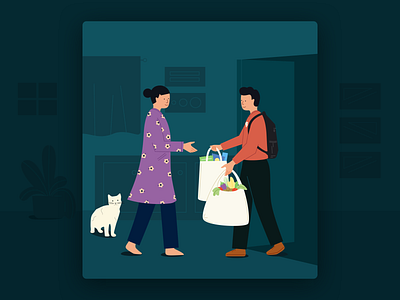 Swiggy Stores Illustrations - Onboarding adobe cat characters convenience delivery features graphic grocery illustration onboarding stores swiggy
