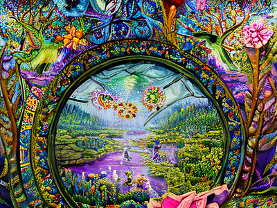AI paradise colourful digital art fantasy paradise