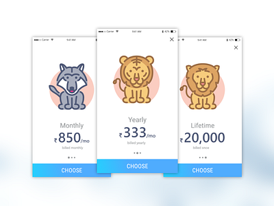 Pricing Screen adobe daily daily ui lion pricing ui ux wolf xd