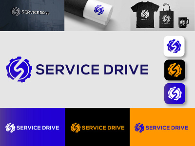 service drive logo automotive brand design clean design gear graphic design letter logo s services workshops