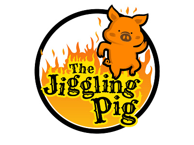 Pig logo babi branding bright cute pig design fire flame graphic design illustration jiggle jiggling logo logo babi pig red vector