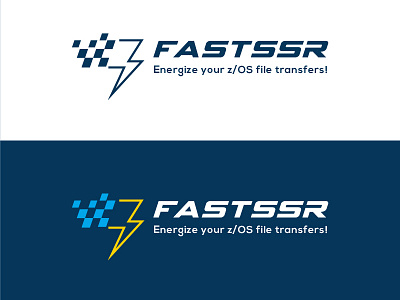 fast logo blue branding clean design fast flag graphic design lightning logo typography vector yellow