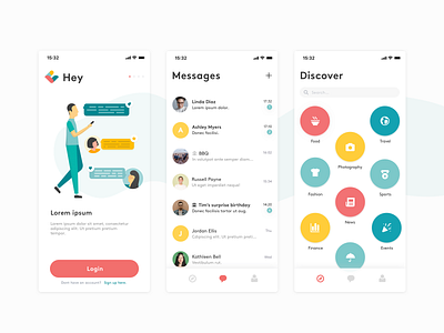 Hey chat app briefbox chat chat app icon illustration ios iphonex messages ui ux