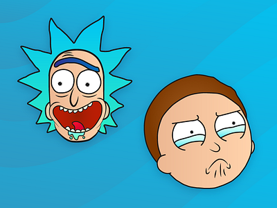 Rick and Morty Face Illustration cartoon face gradient illustration morty rick sketch