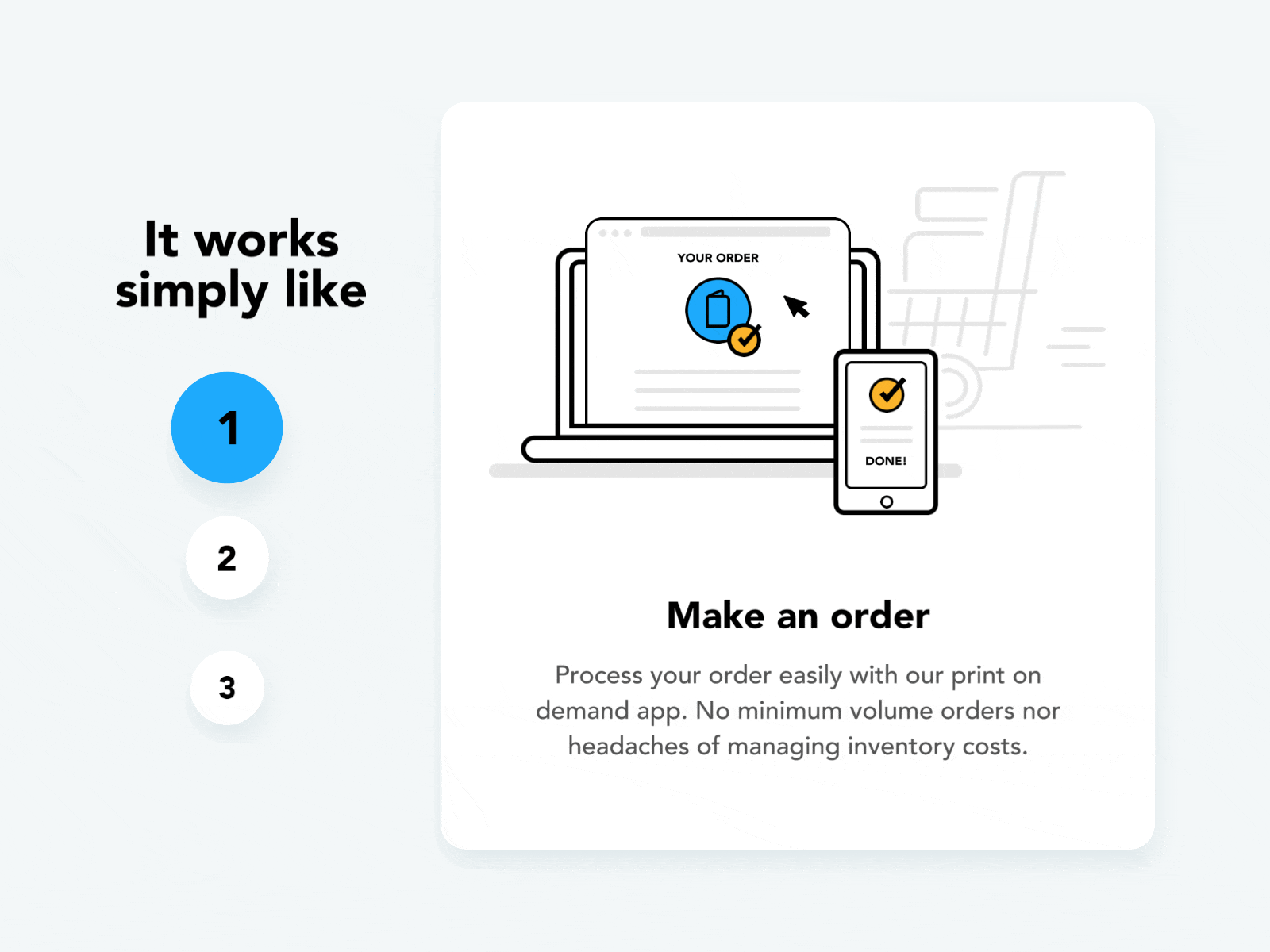 How It Works Section - Illustration animation card delivery design factory figma how it works illustraion lineart minimal ngnvuan order sliders ui vector website
