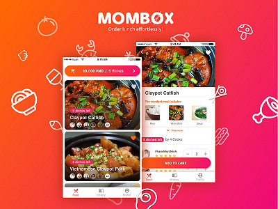 Mombox | Food Menu application button cook food food order food select gradient menu navigation ui vietnam