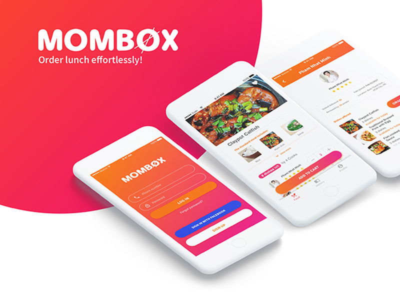 Mombox - Lunch Order App mombox cart log in food order lunch drinks food