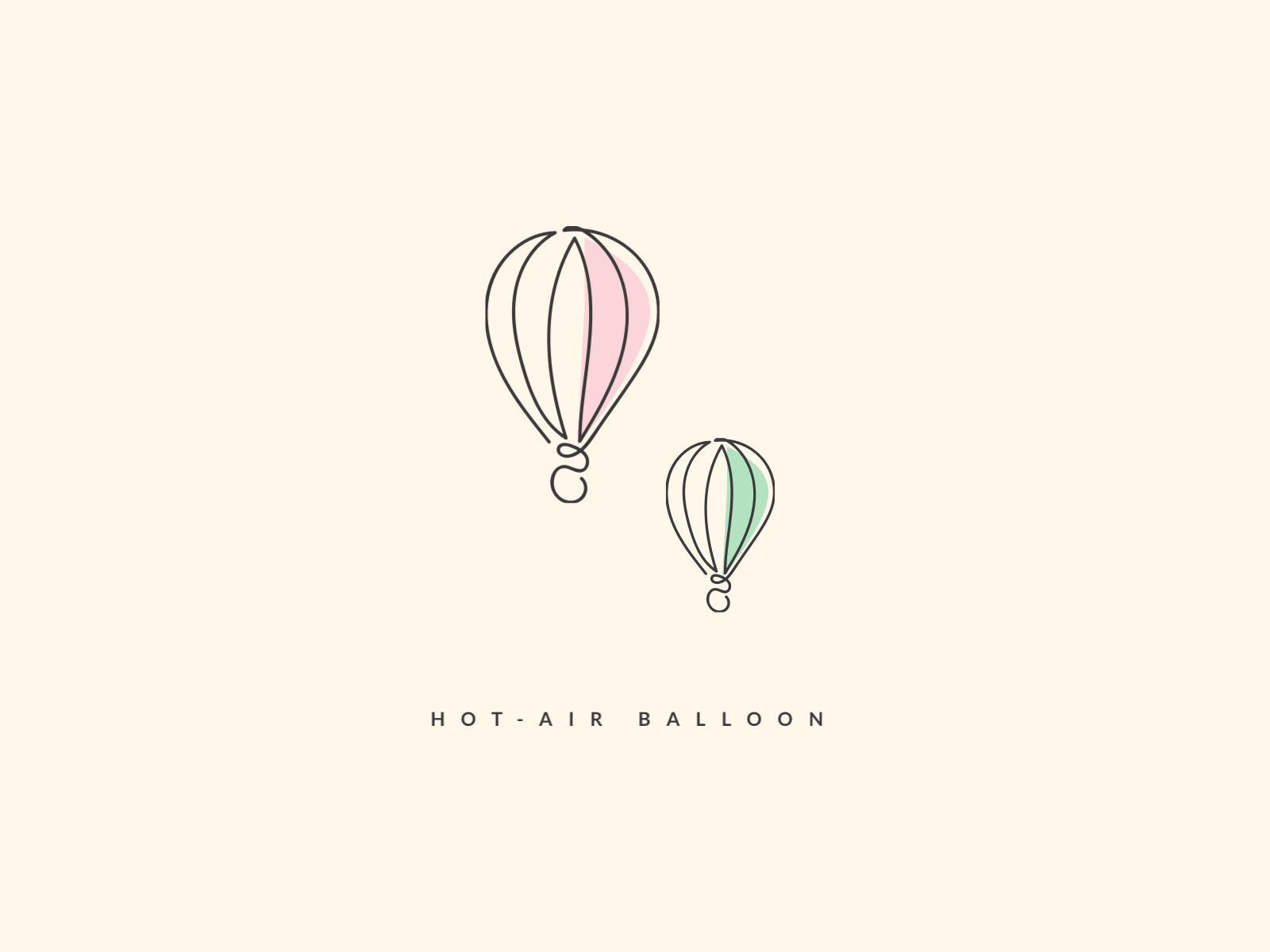 One Line Icon - Hot Air Balloon balloon hotairballoon icon icon design minimal icon one line pastel ui visual design