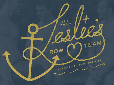Leslie's Row Team anchor custom handletter hawaii nautical rope script typography