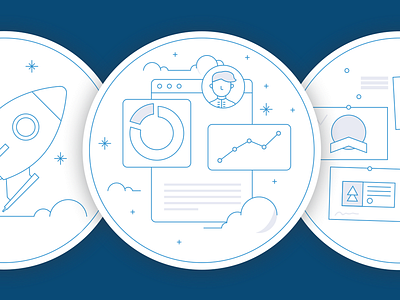 UI Design Illustrations chart circle graph illustrations line rocket ui