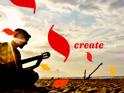 Create beach create here leaves photography typography