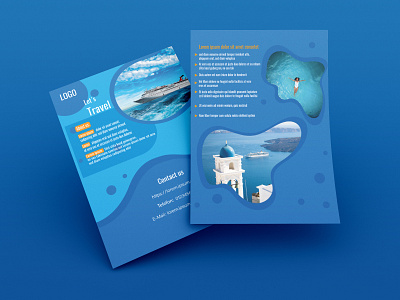creative travel and sea flyer design branding broshure design flyer graphic design illustration sea travel vector