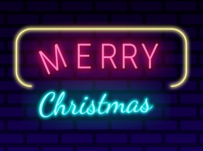Merry Christmas Neon Text design graphic design illustration neon text vector