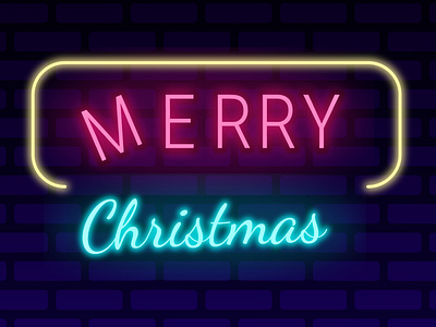 Merry Christmas Neon Text