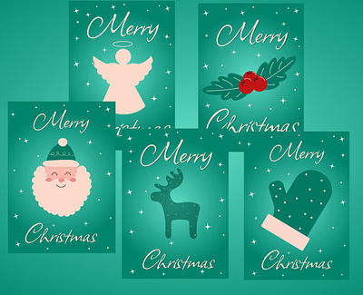 Cute christmas cards adobe illustrator cards christmas design girl graphic design green illustration illustrator new year vector