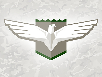 Falcon Squad Signet falcon gaming green heraldic logo shield signet squad tan wings