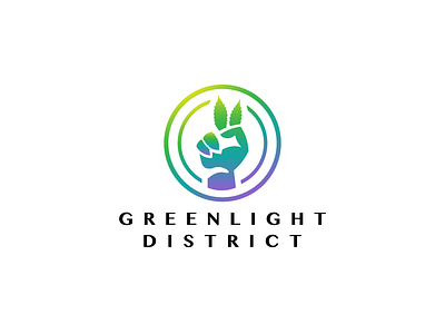 Greenlight District logo district gradient green hemp light logo marijuana peace revolution