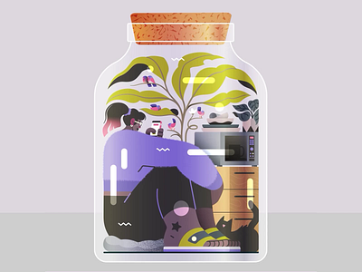 Vivarium -01- 01 2d animation animation after effects character design illustration jar motiondesign nft nfts vector animation vivarium vivarium 01 vivarium 01