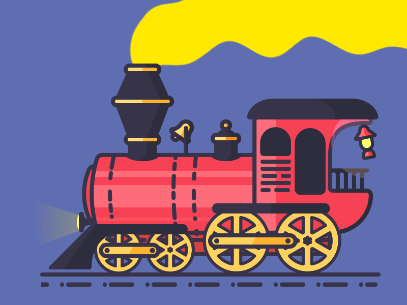 Going far... 2d animation animated gif animation after effects day and night illistration moon motion animation red locomotive red train sun vector animation