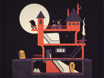 Halloween Castle 2d animation animation 2d animation after effects castle coffin ghost halloween halloween 2019 halloween castle illustration motiondesign pumpkin scary undead vector animation werewolf witch