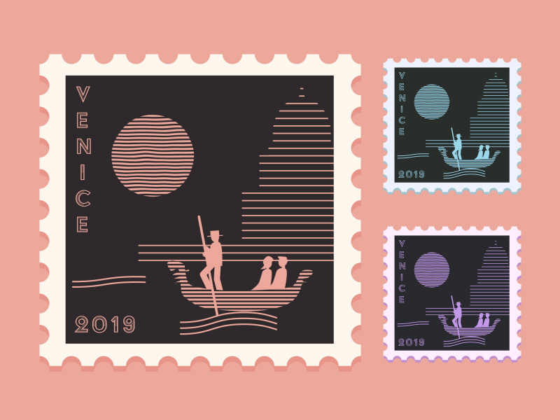 Venice Stamp 2d animation animation after effects dribbble dribbbleweeklywarmup gif illustration motiondesign postage stamp stamps travel vector animation venice venice stamp weeklywarmup