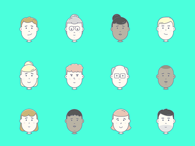 Exploration faces avatar character face icon illustration profile set sketch