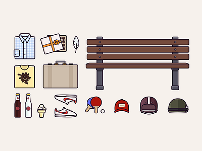 Forrest Gump Essentials essentials forrest gump icon iconography illustration tarful vector
