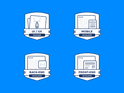 Job badges badge branding code design development icon illustration logo sticker tarful ui ux