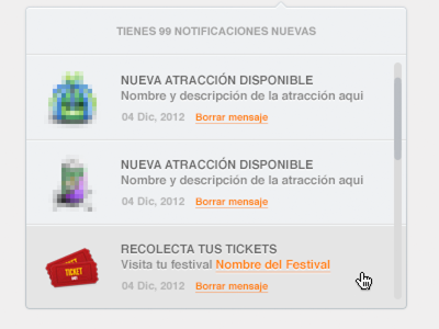 Notifications gray green menu message messages nav notification organge red scroll status tarful tickets